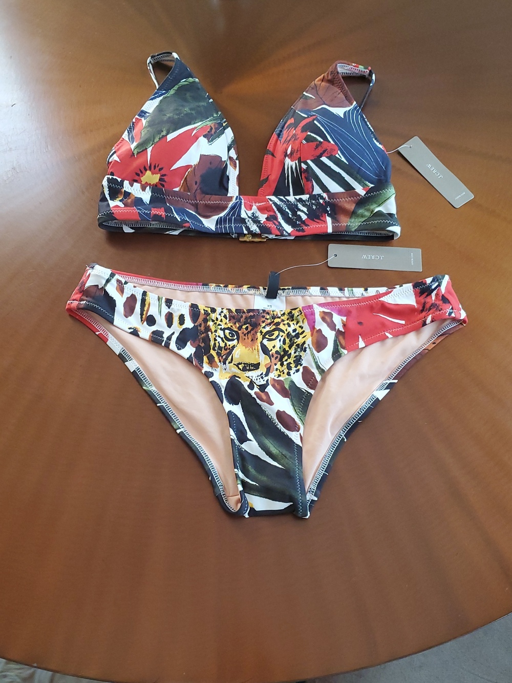 J. Crew Multicolor Floral & Leopard Print Bikini — Red, Blue, Green